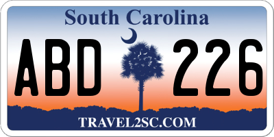 SC license plate ABD226