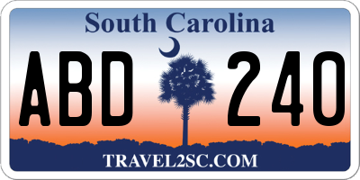 SC license plate ABD240