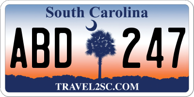 SC license plate ABD247