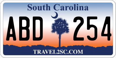 SC license plate ABD254
