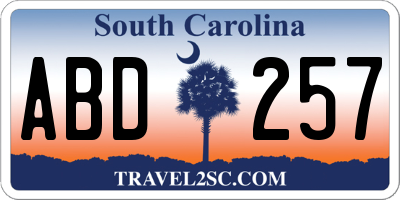 SC license plate ABD257