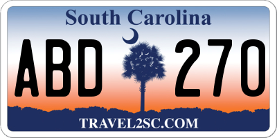 SC license plate ABD270