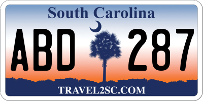 SC license plate ABD287