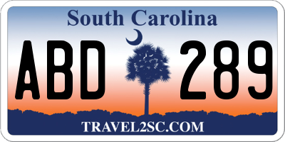 SC license plate ABD289