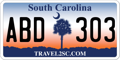 SC license plate ABD303