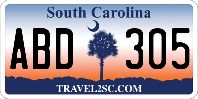 SC license plate ABD305