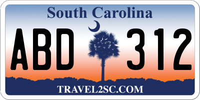 SC license plate ABD312