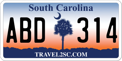 SC license plate ABD314