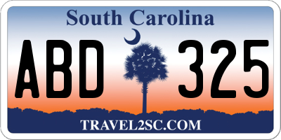 SC license plate ABD325