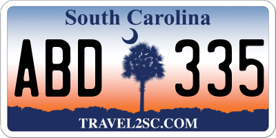 SC license plate ABD335