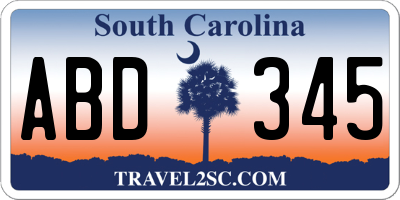 SC license plate ABD345