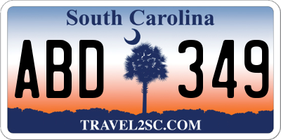 SC license plate ABD349