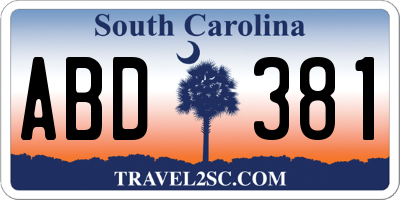 SC license plate ABD381
