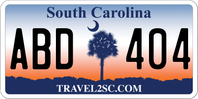 SC license plate ABD404