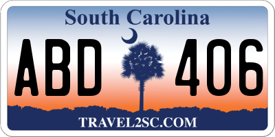 SC license plate ABD406
