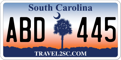 SC license plate ABD445