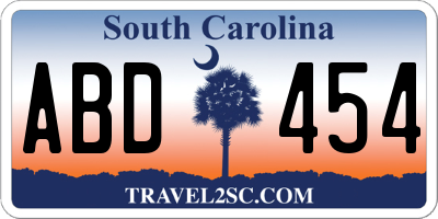 SC license plate ABD454