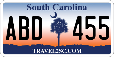 SC license plate ABD455