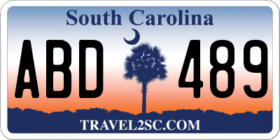 SC license plate ABD489