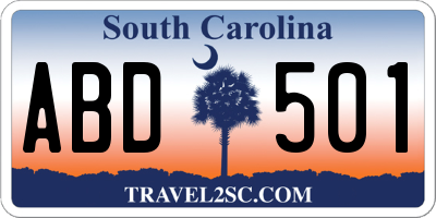 SC license plate ABD501