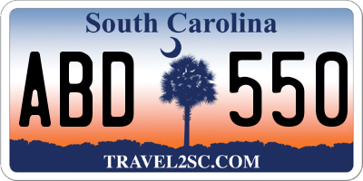 SC license plate ABD550