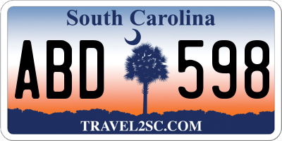 SC license plate ABD598
