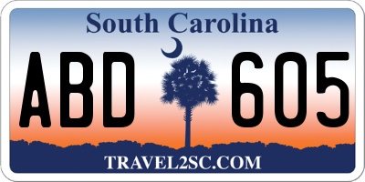 SC license plate ABD605