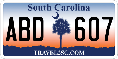 SC license plate ABD607