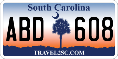 SC license plate ABD608