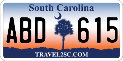 SC license plate ABD615