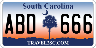 SC license plate ABD666