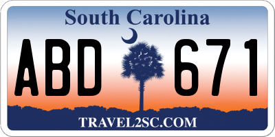 SC license plate ABD671