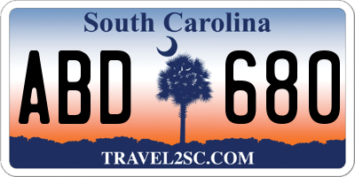 SC license plate ABD680