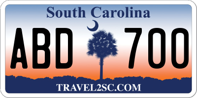 SC license plate ABD700