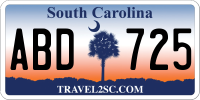 SC license plate ABD725