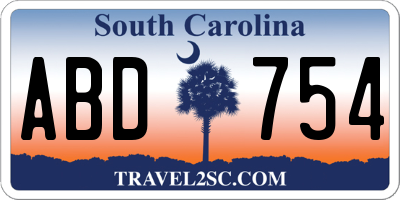 SC license plate ABD754