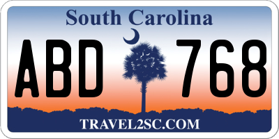 SC license plate ABD768