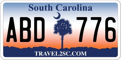 SC license plate ABD776