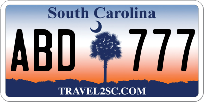 SC license plate ABD777