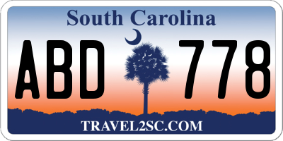 SC license plate ABD778