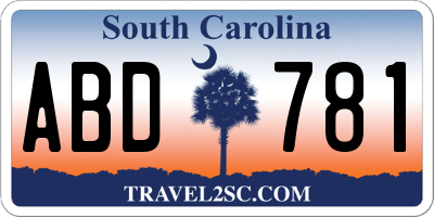 SC license plate ABD781