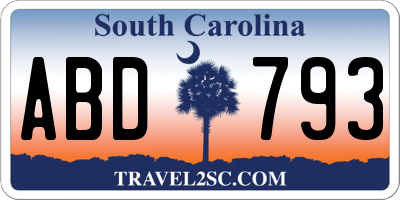 SC license plate ABD793