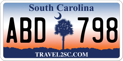 SC license plate ABD798