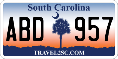 SC license plate ABD957