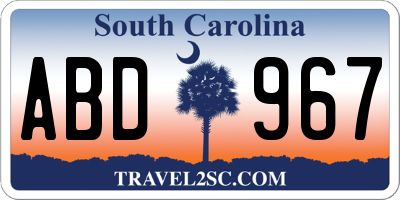SC license plate ABD967