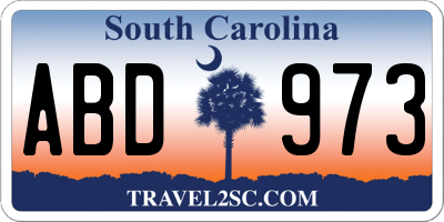 SC license plate ABD973