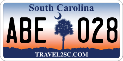 SC license plate ABE028