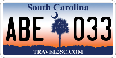 SC license plate ABE033