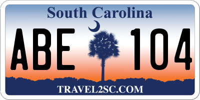 SC license plate ABE104