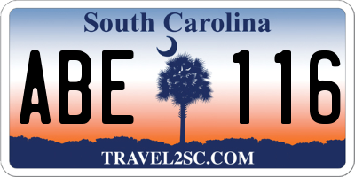 SC license plate ABE116